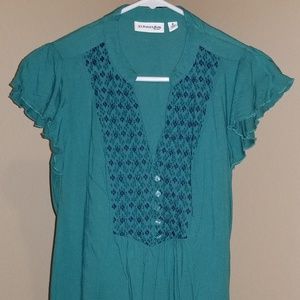 St. Johns Bay Green Medium Blouse Tunic Top